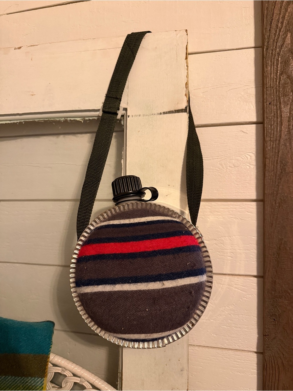 Striped Round Canvas Crossbody vintage Coleman canteen